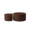 Handcrafted Relief MDF Nesting Table Set Of 2, Round And Half Moon Shapes, Brown