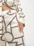 Фото #3 товара 4th & Reckless Plus satin wide leg trouser co-ord in cream print