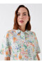 Gömlek Yaka Çiçekli Kısa Kollu Kadın Bluz