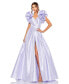 ფოტო #3 პროდუქტის Women's Flutter Sleeve V Neck Front Slit Ball Gown