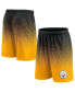 ფოტო #1 პროდუქტის Men's Black, Gold Pittsburgh Steelers Ombre Shorts