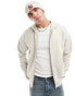 ONLY & SONS heavyweight zip through hoodie in stone Silberleinen, S - фото #2