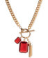 Фото #3 товара Gold-Tone Color Stone & Tassel Multi-Charm 17" Pendant Necklace