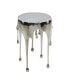 Aluminum Drip Accent Table with Melting Design and Shaded Glass Top, 16" x 16" x 25"