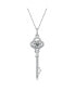 Фото #1 товара Sterling Silver White Gold Plated with 1ctw Lab Created Moissanite Vintage inspired Skeleton Key Pendant Necklace