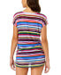 ფოტო #2 პროდუქტის Women's Striped-Mesh V-Neck Cover-Up Tee
