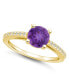 Фото #1 товара Amethyst (1-1/4 ct. t.w.) and Diamond (1/6 ct. t.w.) Ring in 14K Yellow Gold