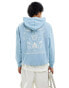 ASOS DESIGN unisex oversized hoodie with floral back print in washed blue