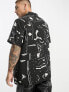 ASOS DESIGN co-ord relaxed revere shirt in black abstract print