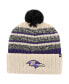 Фото #1 товара Men's Natural Baltimore Ravens Tavern Cuffed Knit Hat with Pom