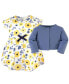 Baby Girls Baby Organic Cotton Dress and Cardigan 2pc Set, Yellow Garden