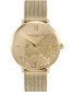 Фото #1 товара Women's Floral Gold-Tone Stainless Steel Mesh Bracelet Watch 35mm