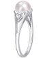 ფოტო #4 პროდუქტის Cultured Freshwater Pearl (7mm) & Diamond Accent Heart Shoulder Ring in Sterling Silver