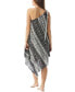 Vince Camuto Women's Printed Convertible Swim Cover-Up Dress (Black, Medium)