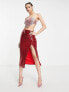 Фото #1 товара Collective the Label exclusive midaxi sequin skirt in red