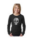 ფოტო #2 პროდუქტის Child Rock n Roll Skull - Girl's Word Art Long Sleeve T-Shirt