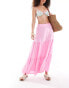 Monki tiered maxi skirt in pink Розовый, L - EU 46-48 - фото #3