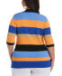 Plus Size Lace-Up Short Sleeve Polo Sweater