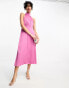 Фото #8 товара Little Mistress high neck midi dress in pink