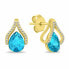 Фото #2 товара Decent Gold Plated Jewelry Set with Turquoise Zircons SET261YAQ (Earrings, Necklace)