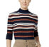 Style & Co Women's Mock Neck Sweater Stripped Blue Brown Multi L