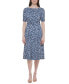 Petite Printed Boat-Neck Ruched-Waist Dress