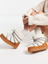 South Beach padded borg snow boots in cream and tan