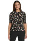 ფოტო #1 პროდუქტის Women's Floral-Print Button-Trim Top