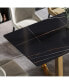 Фото #4 товара 63" Modern Artificial Stone Black Straight Edge Golden Metal Leg Dining Table -6 People