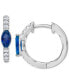 ფოტო #5 პროდუქტის Sapphire (3/4 ct. t.w.) & Diamond (1/4 ct. t.w.) Small Hoop Earrings in 14k White Gold, 0.625" (Also in Ruby & Emerald)
