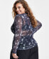 ფოტო #2 პროდუქტის Trendy Plus Size Printed Mesh Crewneck Top, Created for Macy's