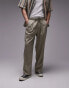 Topman baggy leg with elasticated tie waist jogger in khaki