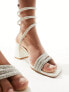 Simmi London Tammie spiral heeled block sandal in ivory satin