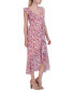 Women's Printed Hi-Low Ruffled Faux-Wrap Dress