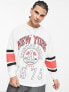 ASOS DESIGN oversized long sleeve t-shirt in off white with collegiate print