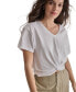 DKNY Women's Cotton Twist-Front V-Neck Short-Sleeve Top