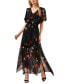 Фото #1 товара Women's Floral Flutter Sleeve Maxi Dress