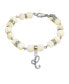 ფოტო #3 პროდუქტის Silver Tone Cultured Mother of Pearl Crystal Initial Clasp Bracelet
