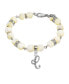 Silver Tone Cultured Mother of Pearl Crystal Initial Clasp Bracelet