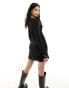 Фото #6 товара Weekday Nicole double layer semi-sheer knit mini dress in black