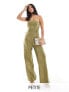 Фото #1 товара Extro & Vert Petite bandeau wide leg jumpsuit in khaki