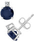 ფოტო #2 პროდუქტის Sapphire (1-1/3 ct. t.w.) & Diamond Accent Stud Earrings in 14k White Gold (Also in Emerald & Ruby)