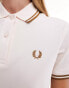 Fred Perry twin tipped polo shirt dress in peach Оранжевый, 34 - фото #3