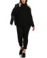 ფოტო #4 პროდუქტის Plus Size Cold Shoulder Long Sleeve Tunic Sweater