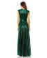 Women's Cap Sleeve Deep V Neck High Slit Metallic Gown