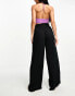 Vero Moda shirred waist beach trousers in black