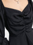 New Look ruched front shirred blouse in black