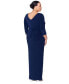 Plus Size Ruched 3/4-Sleeve Gown
