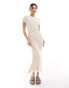 Фото #1 товара ASOS DESIGN knitted crew neck midaxi dress in rib in cream