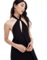 Pretty Lavish cross over neck shift midaxi dress in black